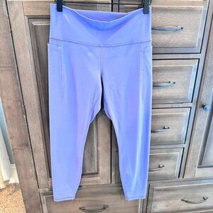 Athleta Transcend Stash Tight Leggings Purple Periwinkle L High Rise 7/8 Length